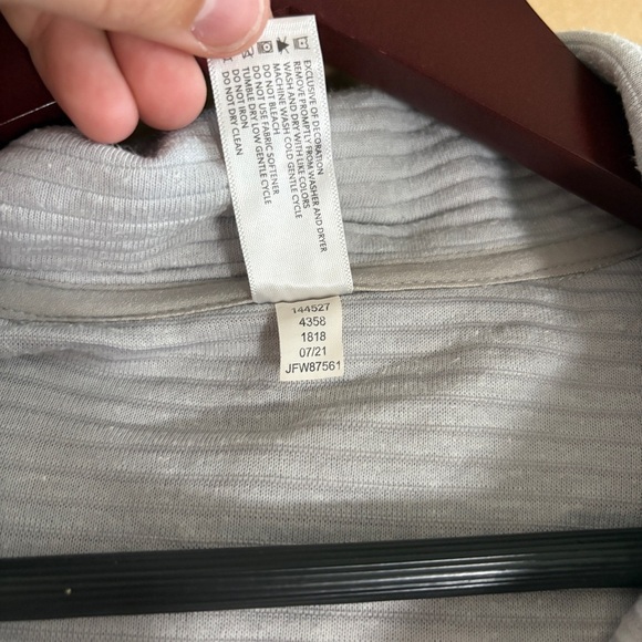 90 degrees Athletic Active Size Medium Gray Ribbed Zip Up Hooded Sweatshirt - Picture 8 of 8